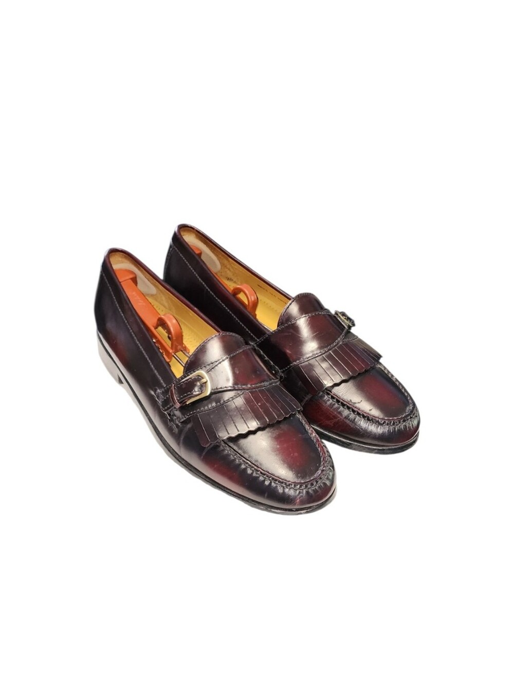 Men Vintage Leather Burgundy Kiltie Buckle Loafers By Cole Haan Size 12D.